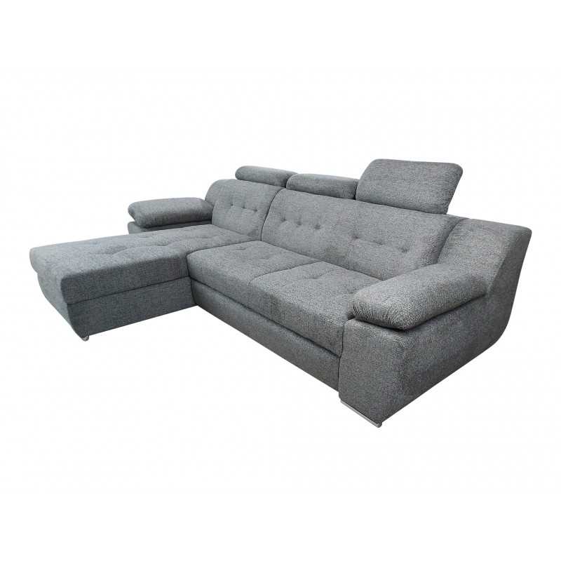 coltar sufragerie, extensibil cu lada,tetiere si brate reglabile, modern,robust, Lord, stofa, gri, la comanda