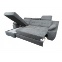 coltar sufragerie, extensibil cu lada,tetiere si brate reglabile, modern,robust, Lord, stofa, gri, la comanda