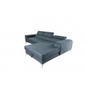 coltar cu design modern, extensibil cu lada, pe picioare inalte, cu tetiere reglabile, Caro, coltar gri, din stofa