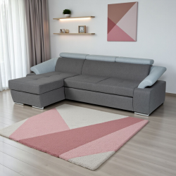 coltar modern de living, extensibil cu lada, tetiere reglabile, Toledo, stofa gri