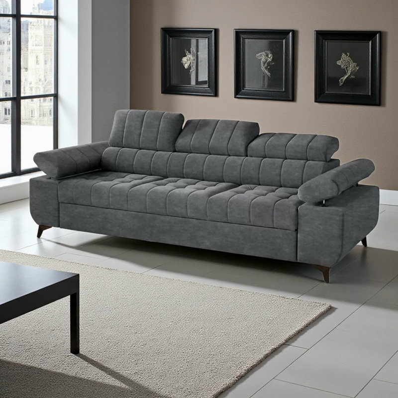 Canapea 3 locuri extensibila cu design modern,tetiere cap reglabile DAVID