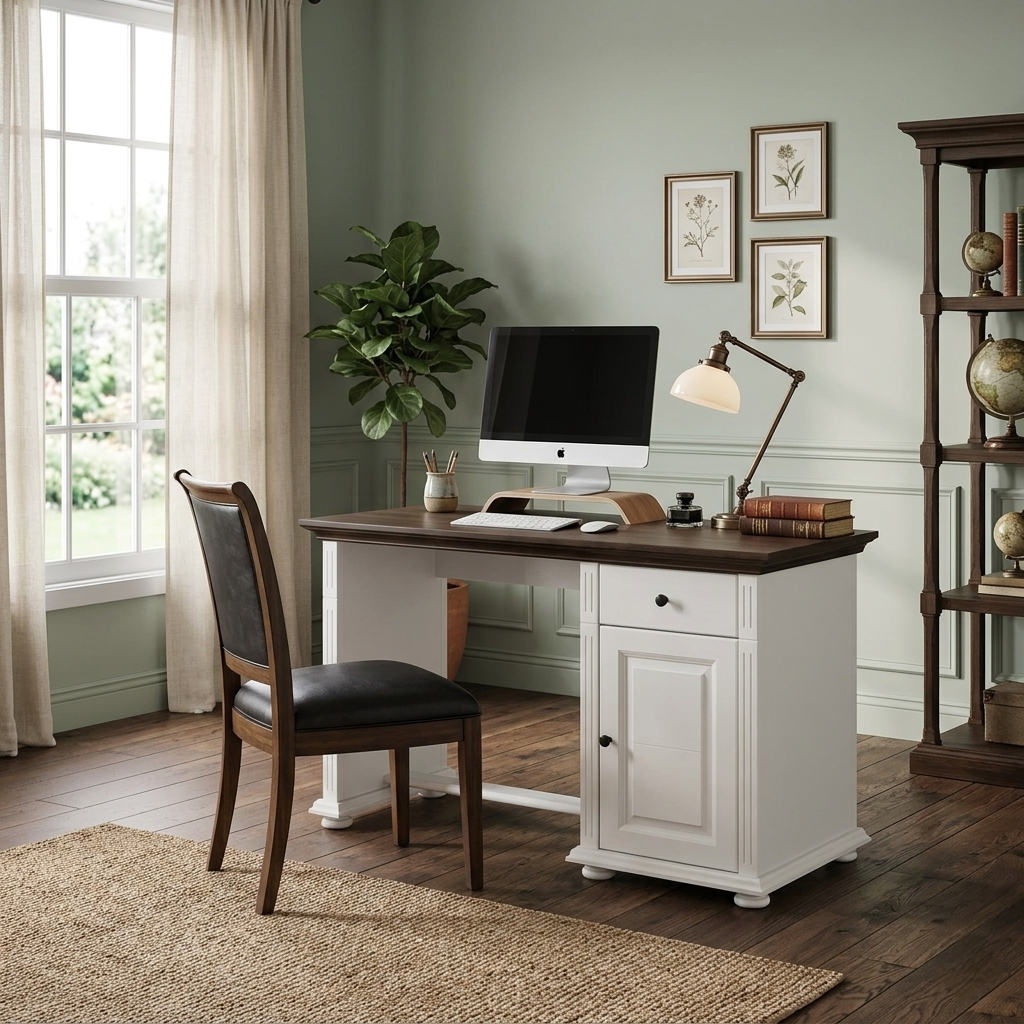 Birou lemn masiv Mara cu sertare și uși – design clasic