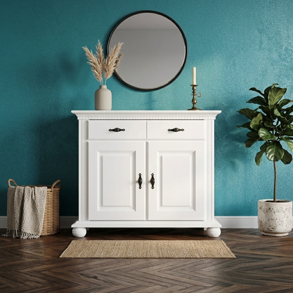 Comodă Bucov din lemn masiv – 2 uși și 1 sertar