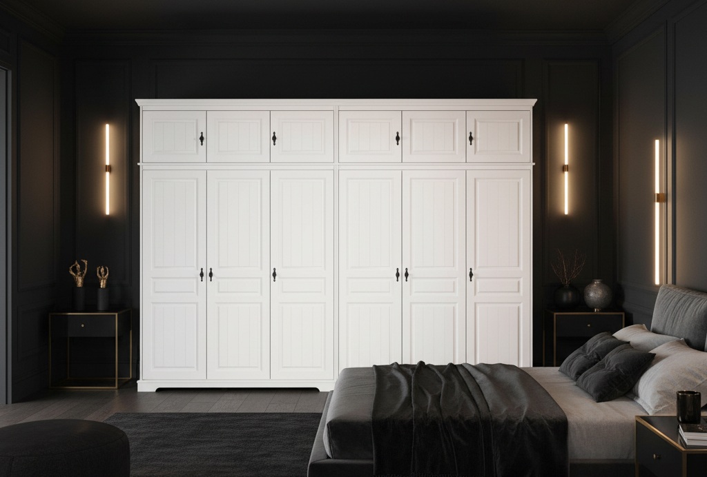 Dulap lemn masiv Cleo, alb, 3 usi