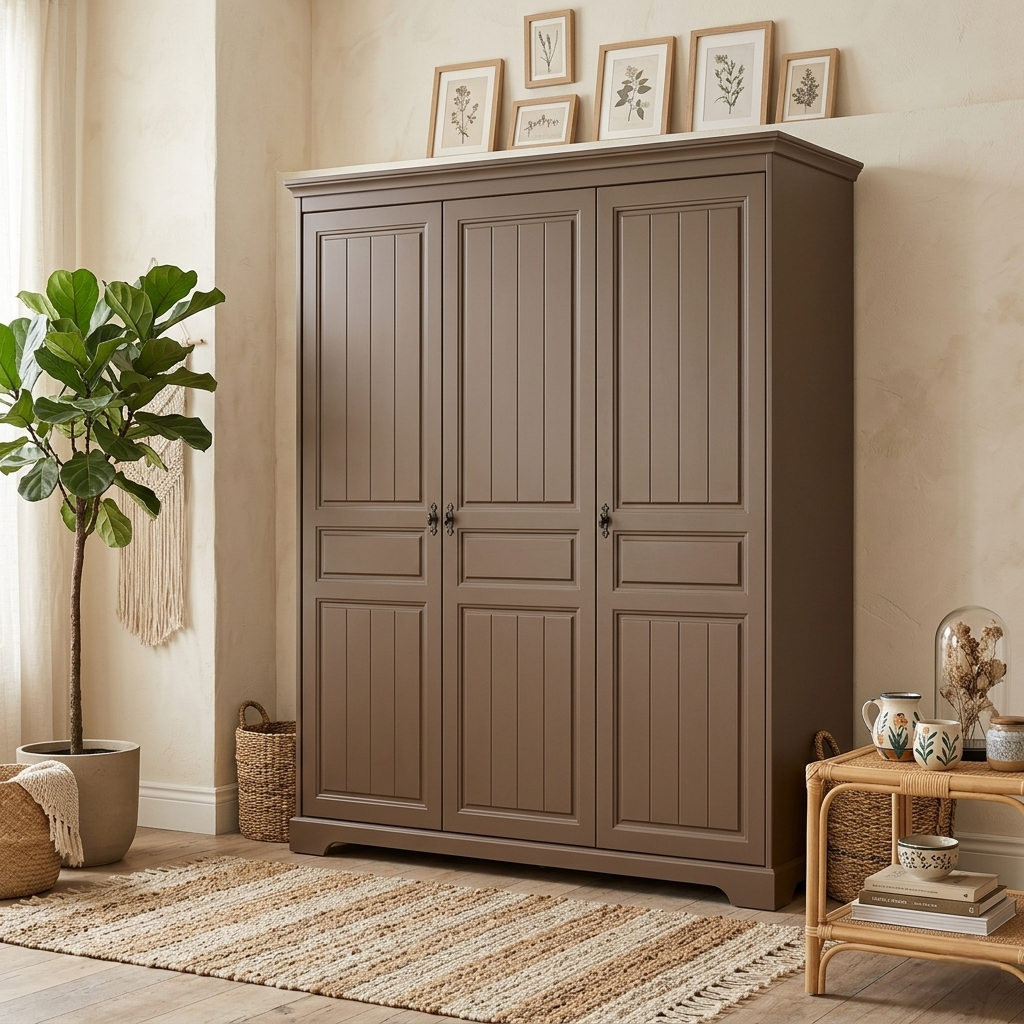 Dulap lemn masiv Cleo, alb, 3 usi