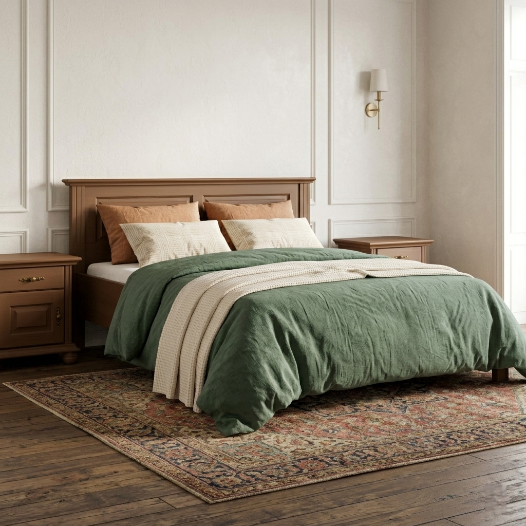 Pat SEVA lemn masiv Terra Brown 180x200 cm cu somieră inclusă